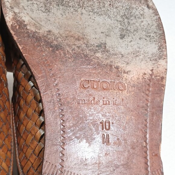 Saks Fifth Avenue Woven Leather Slip-On Loafers Mens 10 Made in Italy Good Cond - Picture 15 of 16